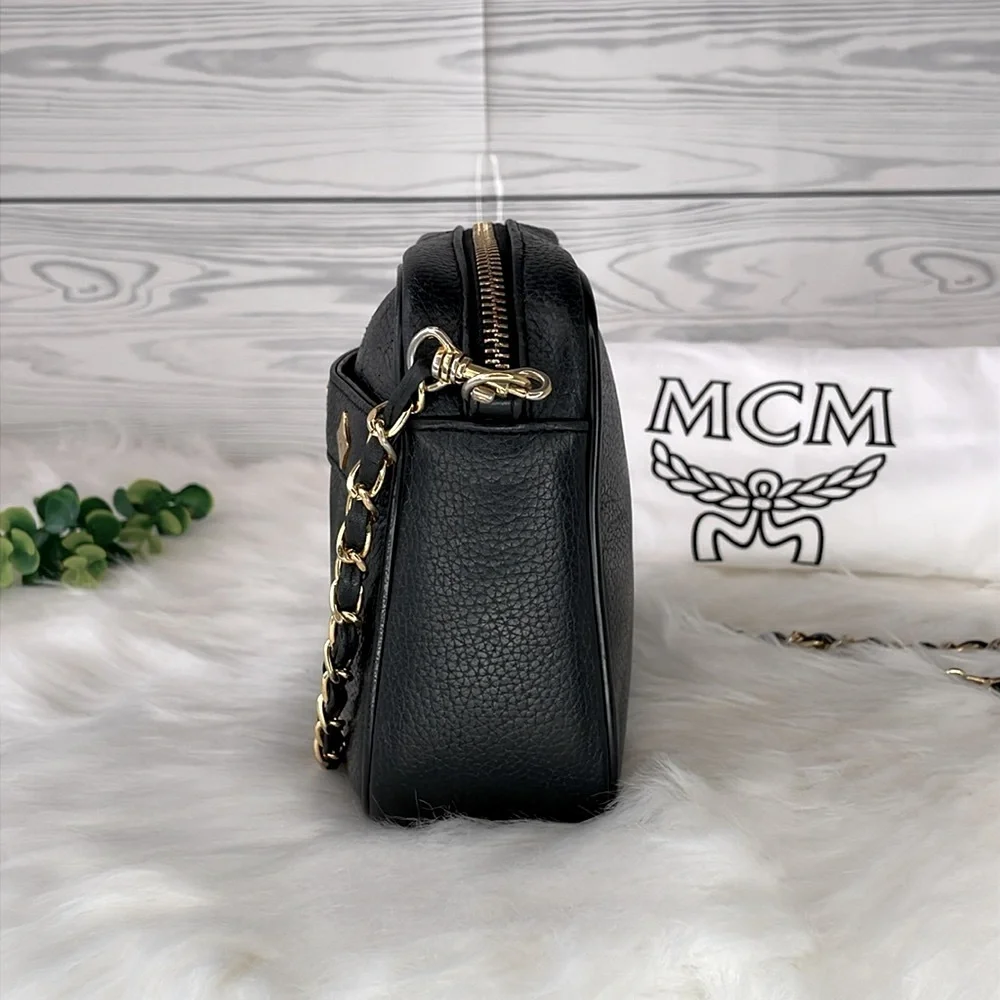 MCM Black‎ Leather Chain Strap Shoulder Bag